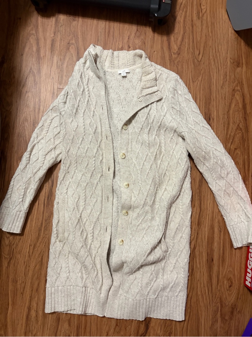 Cream Cable Knit Long Cardigan Sweater